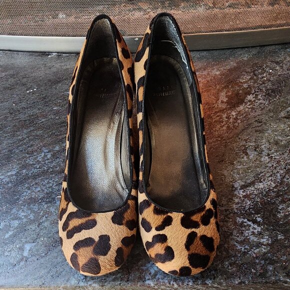 Stuart Weitzman Animal Print Ponyhair Wedge Pumps Size 8.5M - Picture 8 of 16